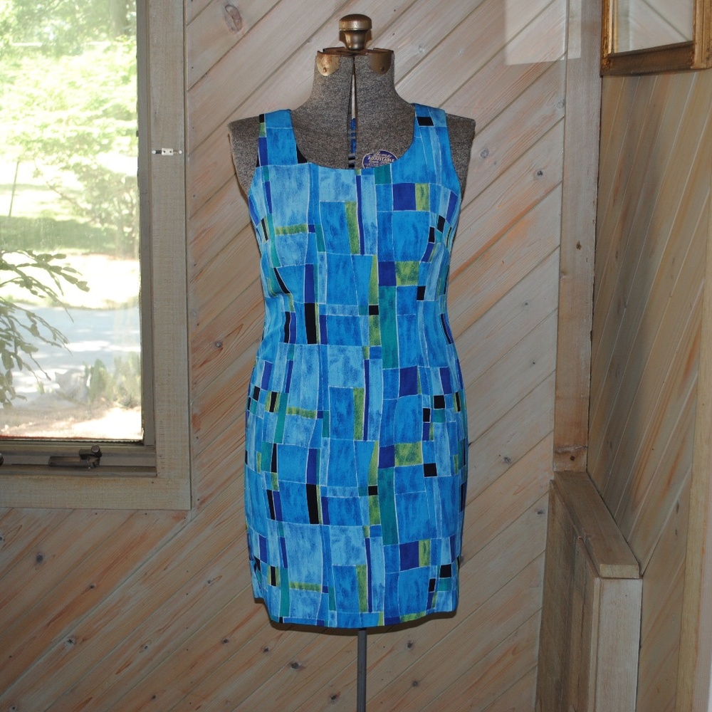 J. S. J. Petites dress in Funky Blue Print